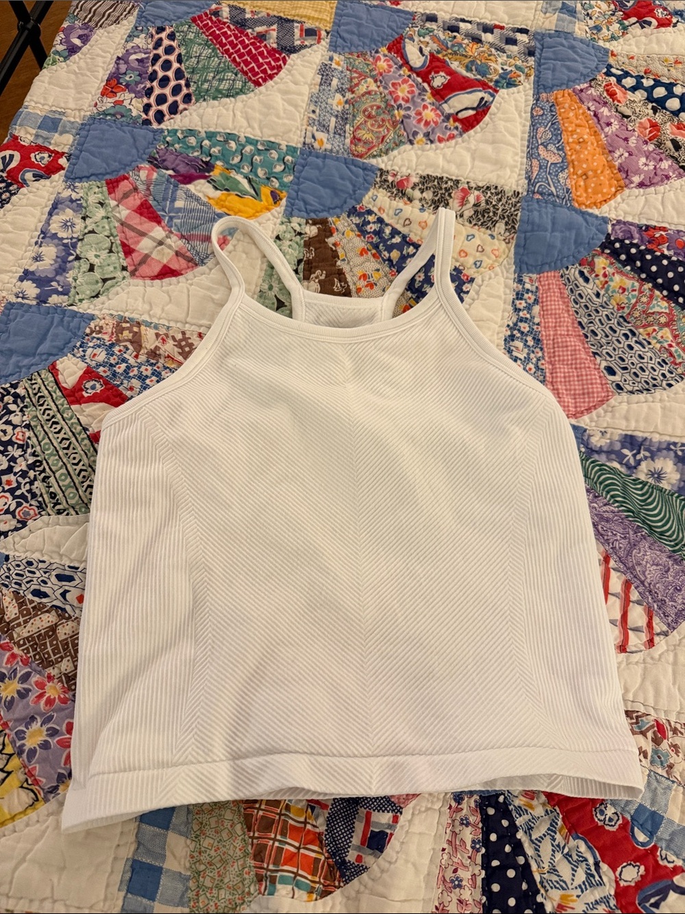 all in motion White Ribbed Girls' Tank Top with Spaghetti Straps